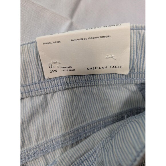 American‎ Eagle Tomgirl Jogger Pants Womens 0 Blue Striped Drawstring Casual 25W - Picture 3 of 9